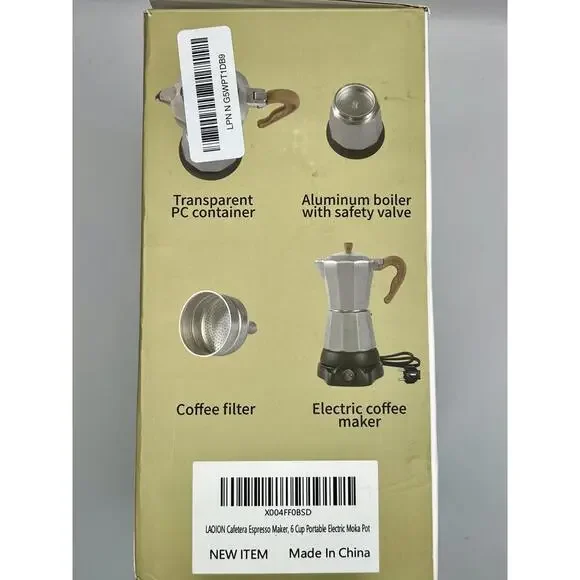 Electric Moka Pot Espresso Maker 6-Cup (300ml) Portable with Detachable Base - Picture 8 of 9